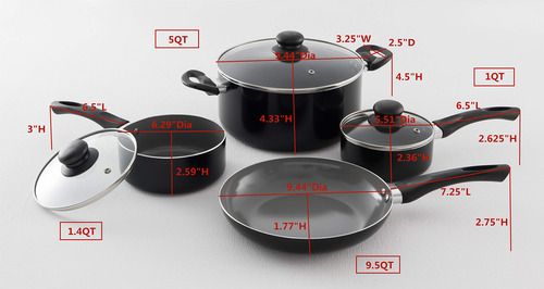 Set De Cocina Antiadherente De Aluminio De 7 Piezas Color Ne