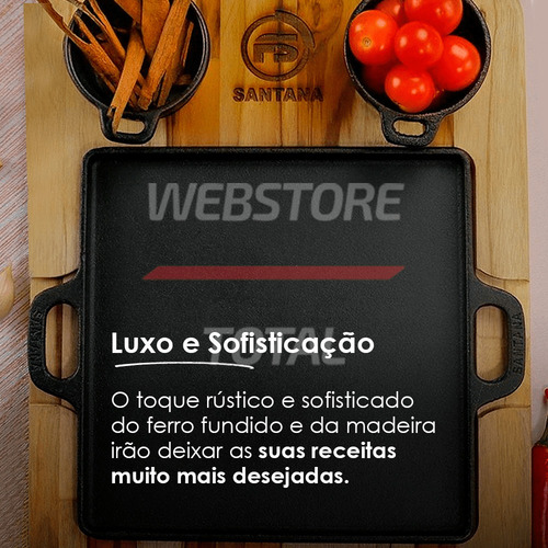 Tabua C/ Chapa De Ferro Fundido P/ Porções Carne Petisqueira
