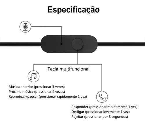 Cic Fone De Ouvido Com Fio Com Gancho Na Orelha Para Celular