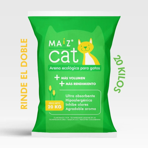 Maíz Cat X20kg - Arena Ecológica Para Gatos - Inhibe Olores