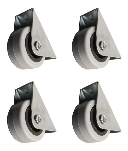 4 Ruedas Fijas Camera 40mm Goma Gris Para Muebles