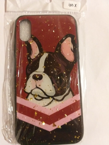 Funda iPhone X Perro Con Brillos