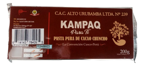 Chocolate Taza 100% Cacao Orgánico. 200g Pasta Pura De Cacao