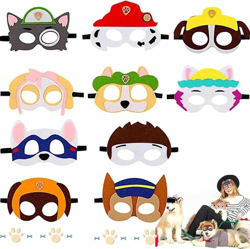 Pack 10 Máscaras Antifaz Paw Patrol, Fieltro