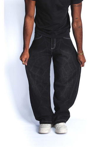 Jean Pantalon Baggy Oversize Holgado Negro Spider Black