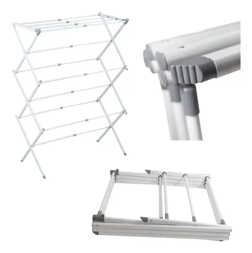 Varal Vertical Chão Retrátil Dobrável Powermaid Apartamento Branco