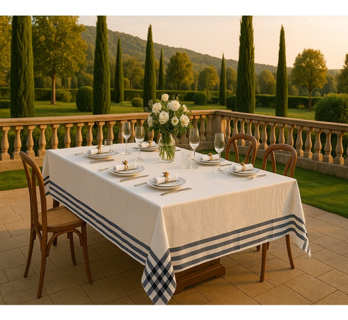 Toalha De Mesa Grande Malha Francesa 10 Lugares Creme Export