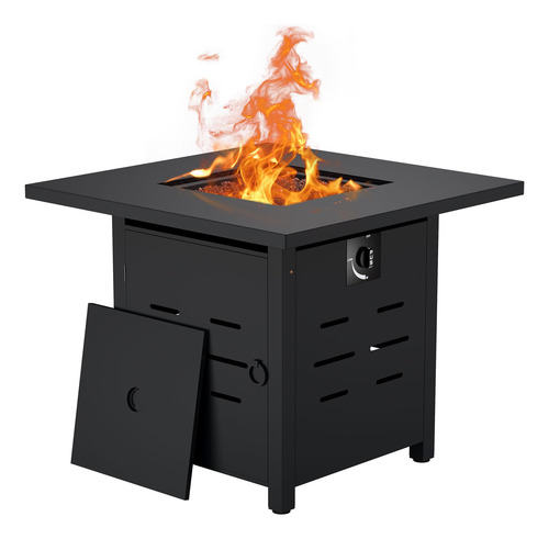 Mesa De Fogata De Propano 71 Cm Con Tapa Y Roca De Lava