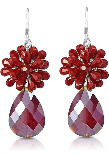 Collar Aretes Colgantes De Cristal Rojo Brillante Con L Grim