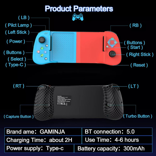 Gamepad Mobile Inalámbrica De Mando Juego Bluetooth