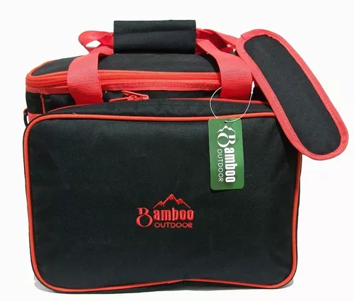 Bolso Picnic Bamboo Camping Cubiertos Vajilla 4 Pers Termico