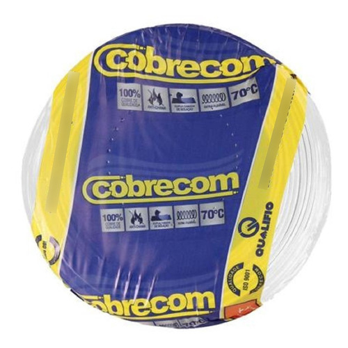 Cabo Elétrico Branco Fio Fase Para Luz 1,5mm 50 Metros