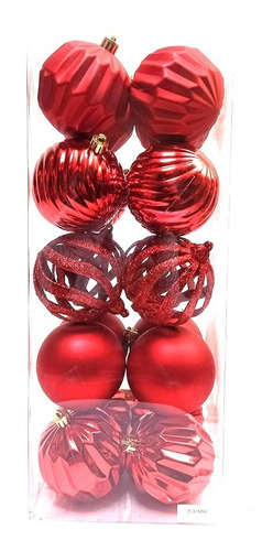 Set 20 Bolas De Navidad Rojo 8cm