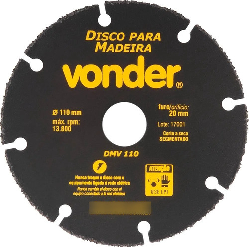 Disco De Corte Para Madeira Vonder 110mm Dmv 110 Cor Preto