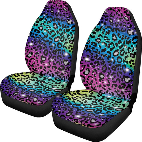 Coldinair Rainbow Glitter Leopard Print Car Seat Cover Front