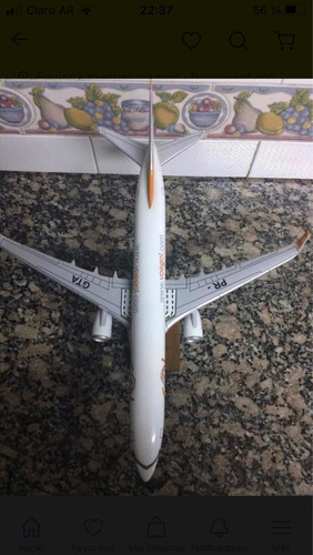 Maqueta Avión Gol Boeing 737 40cm Con Base Madera
