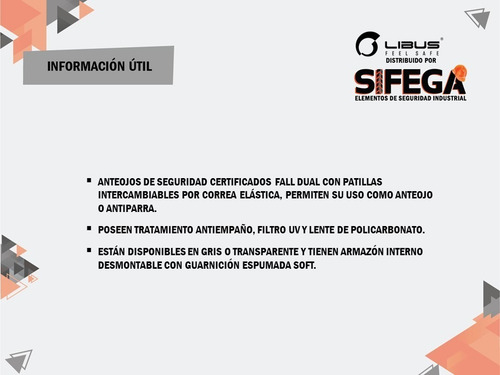 Imagen 6 de 7 de Anteojo Antiparra Fall Dual Anti Empaño Libus