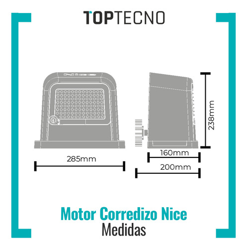 Motor Portón Corredizo Nice Con Wifi 1/4 3m 9 Segundos 350kg Gris 433 Z20