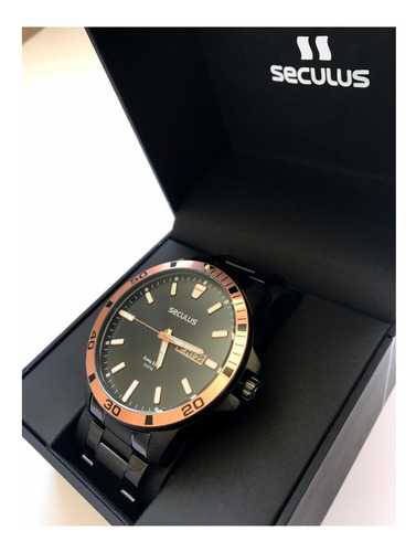 Relogio Masculino Preto Premium Seculus Linha Long Life Top