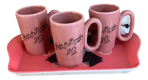 Kit 3 Xícaras Cafezinho 20 Anos Bodas De Porcelana