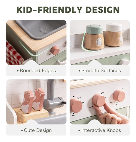 Cocinita Para Niños De Madera C/luz Y Sonido, Robud, Verde