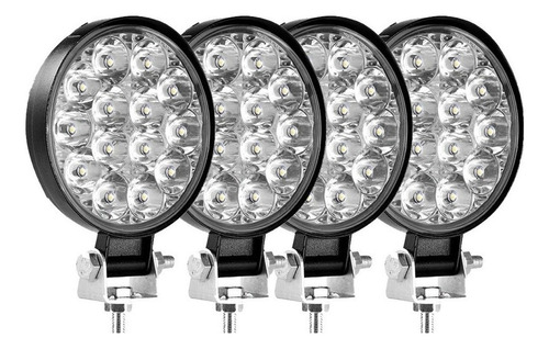 (4 Piezas) Faro Auxiliar Cuadrado Redondo 14led Jeep 4x4