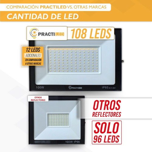 Imagen 2 de 10 de Reflector Led 100w Exterior Cancha Futbol Blanco Calido