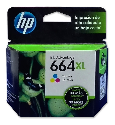 Cartucho Tinta Hp 664xl Color F6v30al Original Alto Rendimie