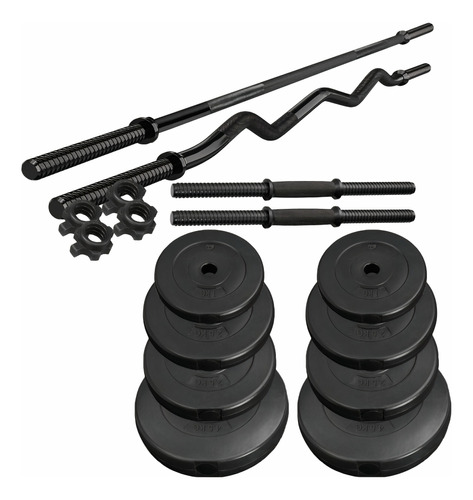 Kit De Pesas Discos Barras 14 Piezas 33kg Gimnasio Fitness