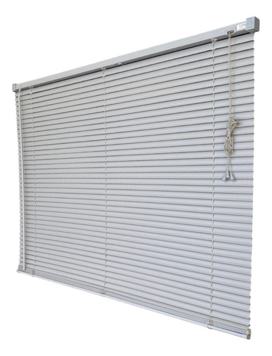 Persiana Horizontal Pvc Block 25mm Cinza 120 (l) X 220 (a) Cm Lâminas Flexíveis Com Alta Cobertura