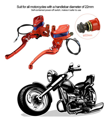 Motocicleta Orange Brake Master Cylinder, 22 Mm, Cnc Univers