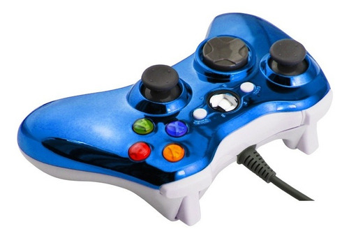 Joystick Xbox 360 Control Mando Cableado Pc Azul Cromo