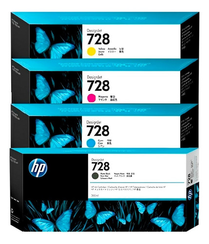 Cartuchos Hp 728 Negro + Colores  300ml T730 T830 Combo