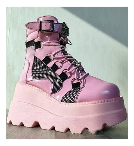 Botas De Mujer Punk De Suela Gruesa Estilo Gótico1