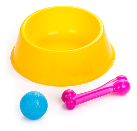 Kit Perro Adulto (comedero Chico/hueso Y Pelota Plastica)