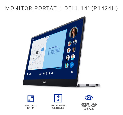 Monitor Portátil Dell 14 P1424h Negro