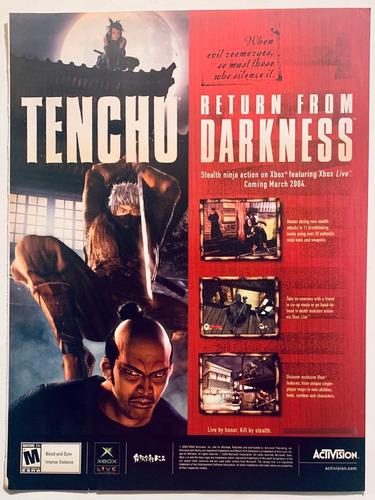 Anuncio Vintage Original Tenchu: Return From Darkness - Xbox