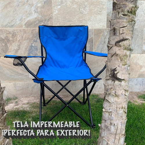 Silla De Campamento, Playa, Camping, Picnic. Portatil Para Exteriores Impermeable Con Fundas 4 Piezas Color Azul
