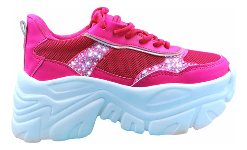 Tenis Chunky Plataforma Sneakers Brillos Moda 6cm Pedreria