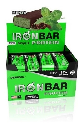 Imagen 1 de 1 de Iron Bar Gentech. Caja 20 Unid. Barras Proteícas Sin Tacc