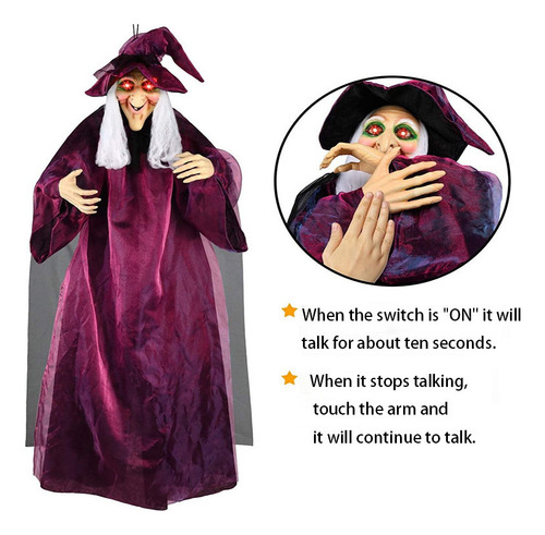 T Bruja Grande Activada Por Voz Para Decoración De Halloween