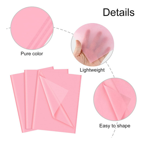 Neburora Papel De Seda Rosa Para Bolsas De Regalo, 60 Hojas