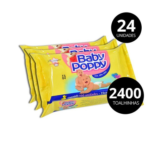 Lenços Toalhas Umedecidas Baby Poppy 24 Pact C/100un