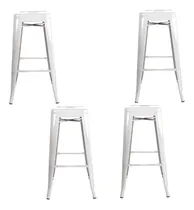 Comprar Banco Para Barra Tipo Tolix 66cm De Metal Juego De 4 Bancos Color Blanco