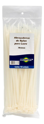 Abracadeira Nylon Brasfort Branca 2,5x 60 100 Pecas  8623