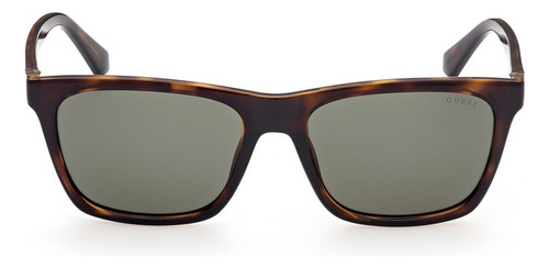 Anteojos De Sol Guess 214 Gu00044 Único, Diseño Degradado Con Marco De Plástico Color Havana, Lente Verde De Acetato Degradada, Varilla Havana