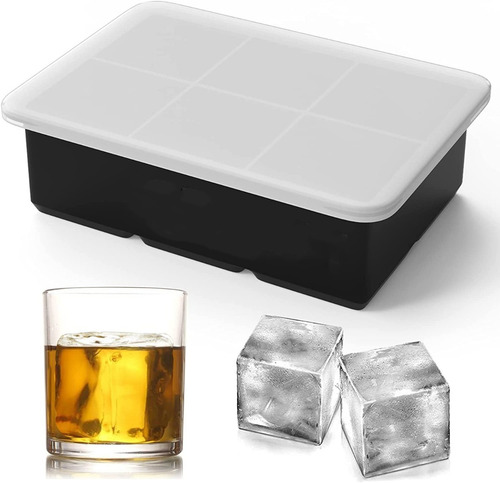 Molde Para Hielo Cubos Grandes 2 - 6 Espacios Color Negro