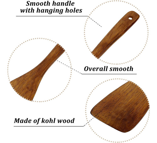 Espátula Plana De Madera Para Wok Antiadherente