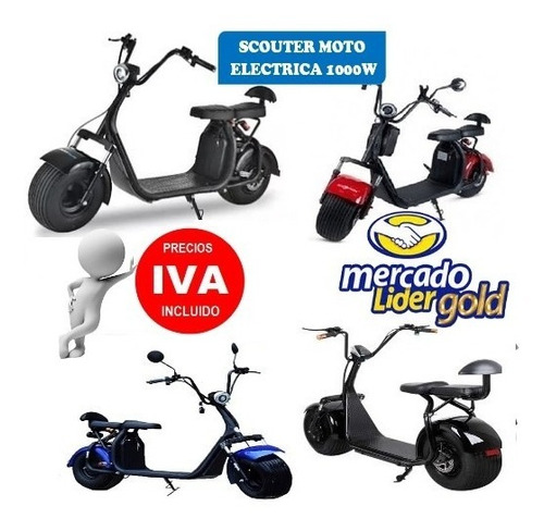 Imagen 1 de 7 de Scooter Moto Eléctrico Doble Asiento, Doble Freno, 1000w Iva