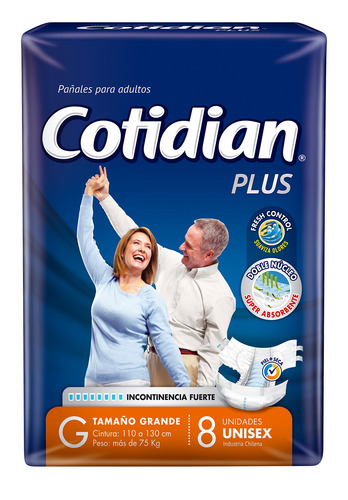 Pañales para adultos descartables Cotidian Plus G x 8 u